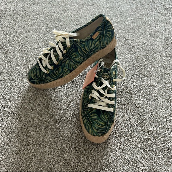Keds Sneakers Triple Kick Platform Rifle Paper Co Palms Leaves‎ Espadrilles 6 - Picture 1 of 9